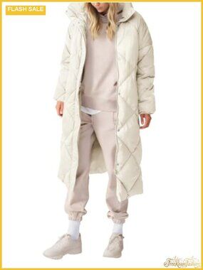 Tankaneo Womens Long Puffer Jacket Zip Up Button Winter Coat